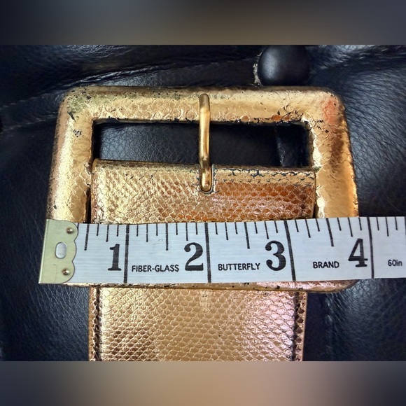 W. Kleinberg Wide Snakeskin Exotic Gold Luxury Leather Belt USA M/34\